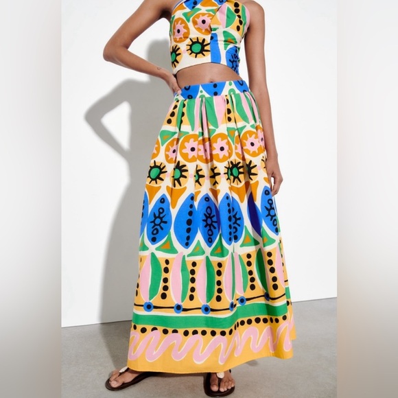 Zara Dresses & Skirts - Zara Printed Matching Maxi Skirt & Crop Top